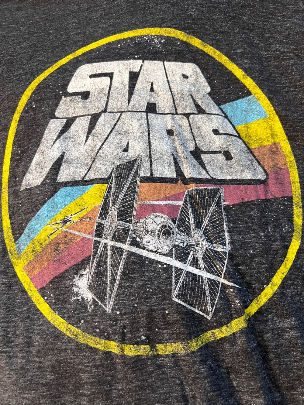 Star Wars Distressed Graphic Tee Gray Retro Style T Shirt Medium - Picture 4 of 6